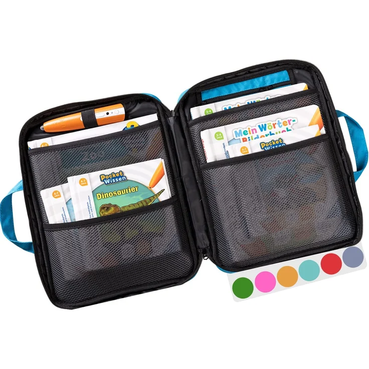 bunnyboo TipToi Tasche - Platz für bis zu 8 Bücher - TipToi Starterset mit Einsatz für Tiptoi Stift, TipToi Kabel und Batteriefach - Tasche für TipToi Stift - gehört in jedes Starterset TipToi (Blau) – Bild 1