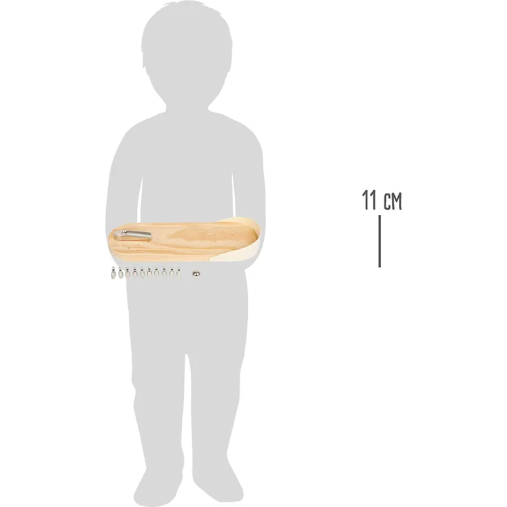 Small Foot 2877 Tisch-Bowling aus Holz, Geschicklichkeitsspiel mit 10 Metallkegeln und 1 Metallkugel, ab 3 Jahre, Natur – Bild 5