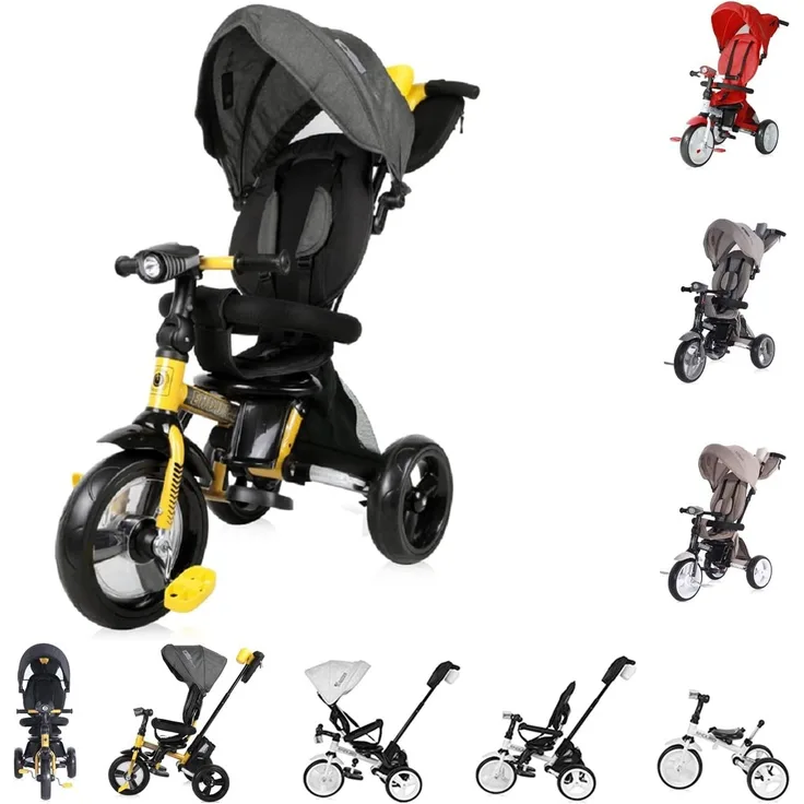 Lorelli Tricycle Enduro 4 in 1 klappbar, Sitz drehbar, verstellbar, Licht gelb