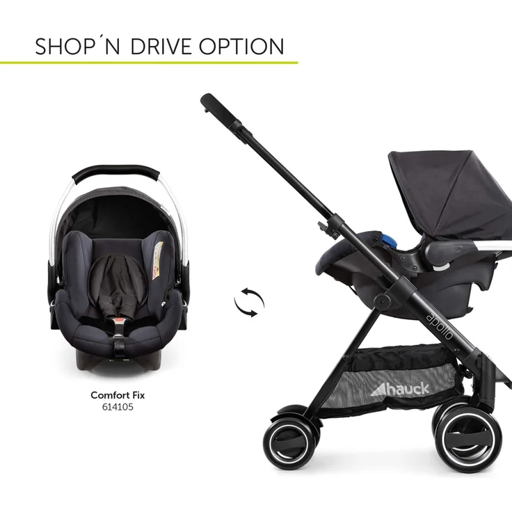 Hauck 'Apollo Duoset' Kombikinderwagen 2 in 1 Caviar, inkl. Babywanne und Beindecke – Bild 44