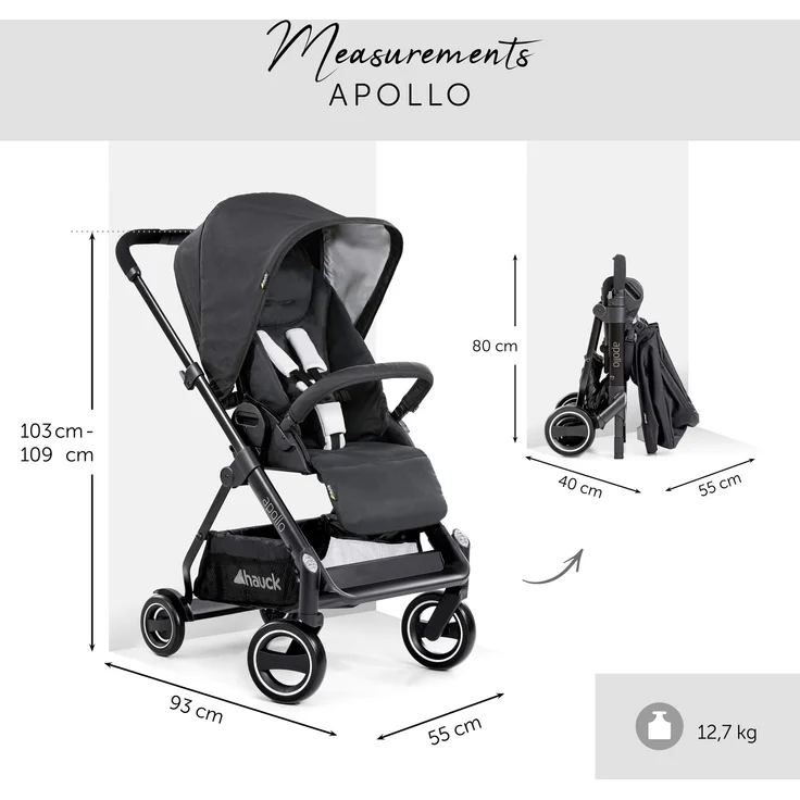 Hauck 'Apollo Duoset' Kombikinderwagen 2 in 1 Caviar, inkl. Babywanne und Beindecke – Bild 27