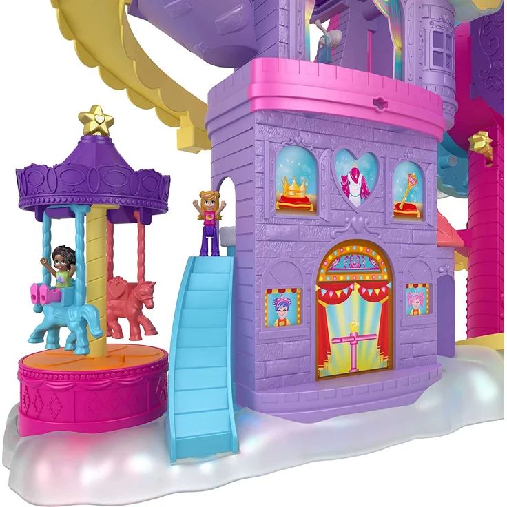 Polly Pocket HBT13 - Regenbogen-Einhornspaß Freizeitpark, 3 verschiedene Freizeitpark-Attraktionen, 7 Spielbereiche, 2 Puppen, 2 Einhörner und 25 Überraschungen (insgesamt 30 Spielteile), ab 4 Jahren - Preisvergleich – Bild 4