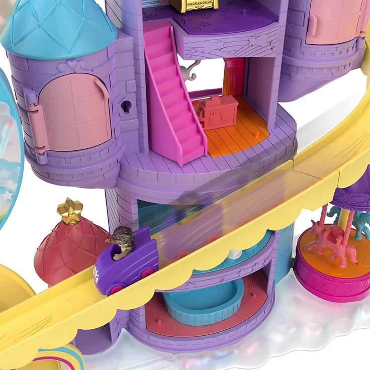 Polly Pocket HBT13 - Regenbogen-Einhornspaß Freizeitpark, 3 verschiedene Freizeitpark-Attraktionen, 7 Spielbereiche, 2 Puppen, 2 Einhörner und 25 Überraschungen (insgesamt 30 Spielteile), ab 4 Jahren - Preisvergleich – Bild 3