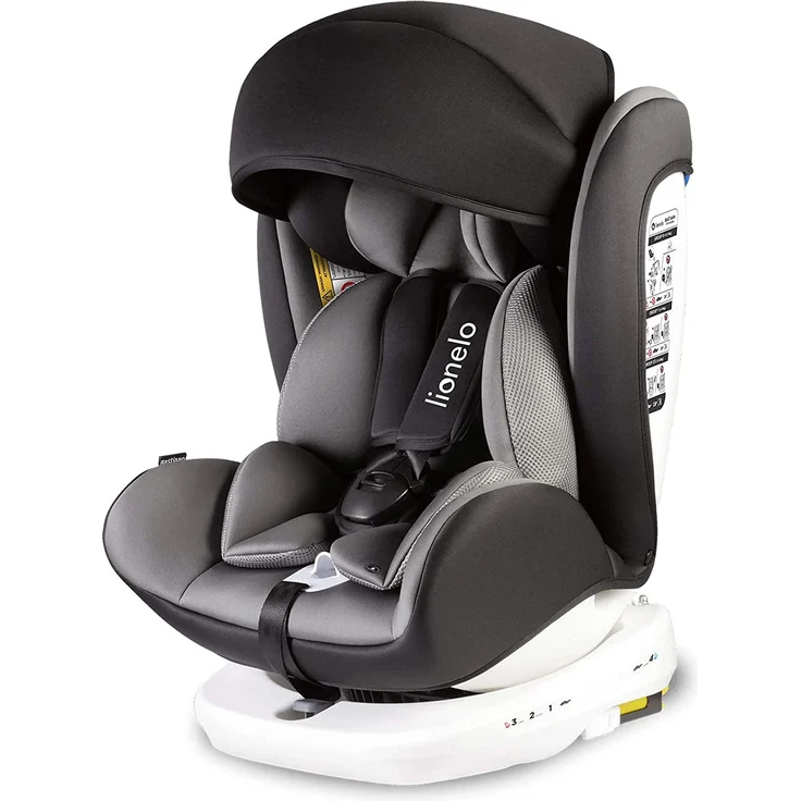 Lionelo Bastiaan Kindersitz Auto Kindersitz Isofix und Top Tether Kindersitz Drehbar um 360 Grad Autositz Gruppe 0 1 2 3 ab Geburt bis 36 kg TÜV SÜD ECE R 44 04 (Grau) – Bild 4