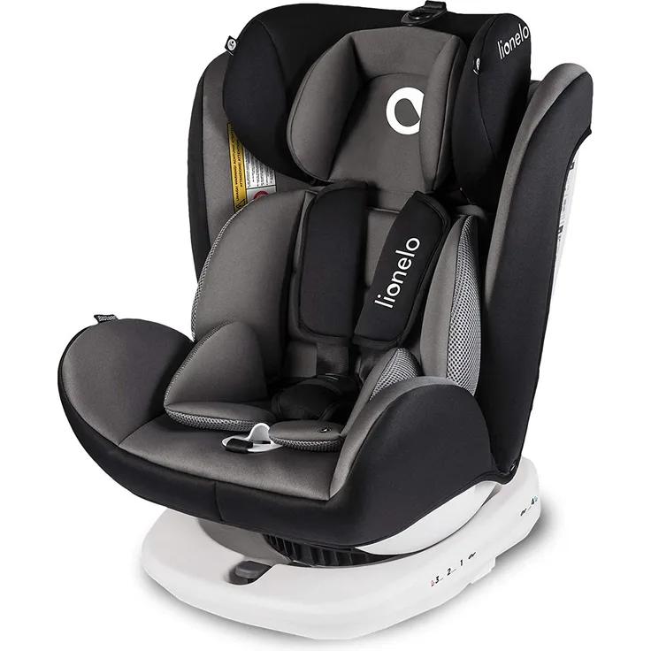 Lionelo Bastiaan Kindersitz Auto Kindersitz Isofix und Top Tether Kindersitz Drehbar um 360 Grad Autositz Gruppe 0 1 2 3 ab Geburt bis 36 kg TÜV SÜD ECE R 44 04 (Grau)