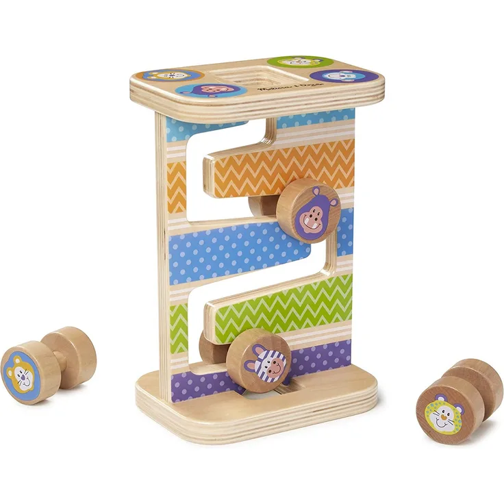 Melissa & Doug 40125 First Play Safari Zick-Zack-Turm aus Holz mit 4 rollenden Teilen (5 Teile)