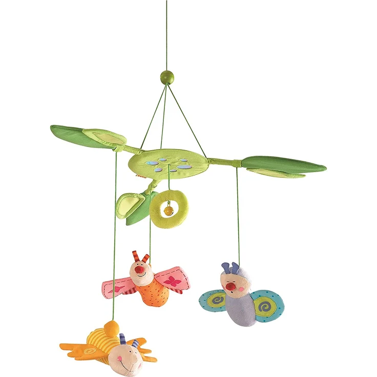 Haba 3735 - Mobile Blütenfalter, Baby-Mobile zum Aufhängen mit 3 abnehmbaren Schmetterlingen, Blätterdach mit Glöckchen und Spiegelfolie, Baby-Spielzeug ab 6 Monaten – Bild 1