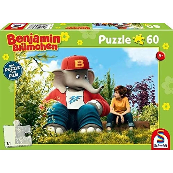Schmidt Spiele Puzzle 56278 Blümchen, Kinderpuzzle zum Film, Benjamin und Otto, 60 Teile, bunt