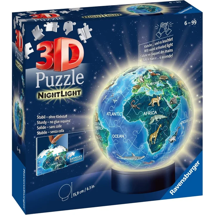 Ravensburger 3D Puzzle 11844 - Nachtlicht - Erde bei Nacht - 72 Teile – Bild 2