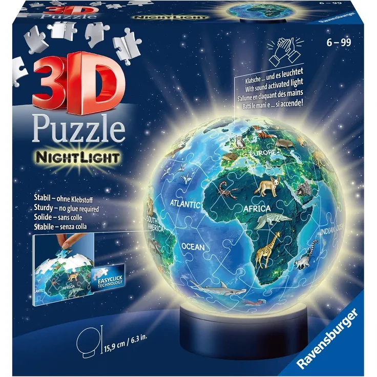 Ravensburger 3D Puzzle 11844 - Nachtlicht - Erde bei Nacht - 72 Teile