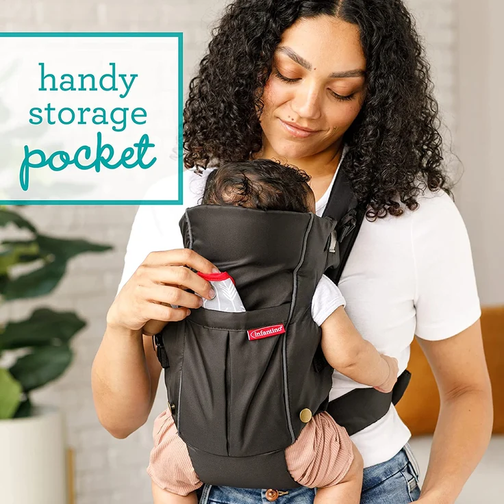 Infantino Swift Classic Babytrage – Ergonomische Babytrage mit Außentasche zur Aufbewahrung und 2 Tragepositionen – Für Säuglinge und Kleinkinder von 3,6-11,3 kg – Bild 2