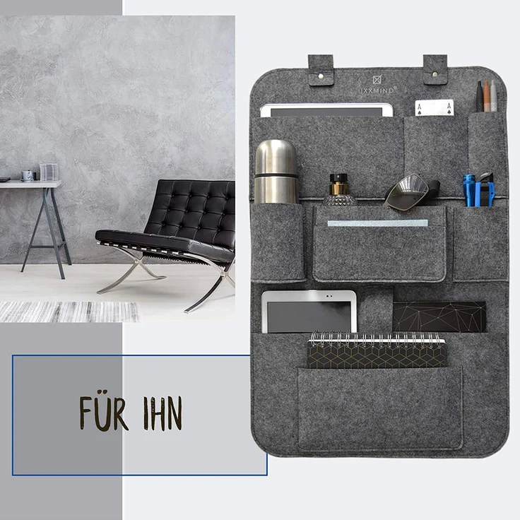 IXXMIND® auto organizer, Wohnmobil Zubehör, autositzschoner, rückenlehnenschutz auto kinder, rücksitztasche, hängeregal, autositz organizer, stabiler filz, Aufbewahrungstasche, autoorganizer, – Bild 4