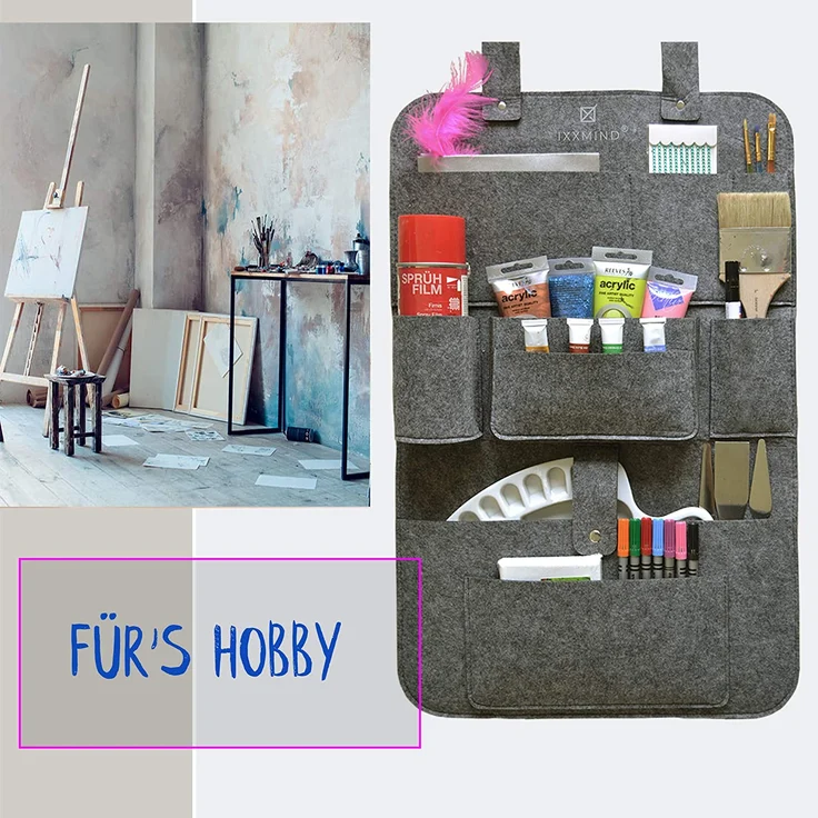 IXXMIND® auto organizer, Wohnmobil Zubehör, autositzschoner, rückenlehnenschutz auto kinder, rücksitztasche, hängeregal, autositz organizer, stabiler filz, Aufbewahrungstasche, autoorganizer, – Bild 6