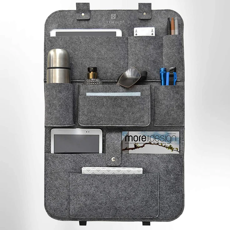 IXXMIND® auto organizer, Wohnmobil Zubehör, autositzschoner, rückenlehnenschutz auto kinder, rücksitztasche, hängeregal, autositz organizer, stabiler filz, Aufbewahrungstasche, autoorganizer, – Bild 1