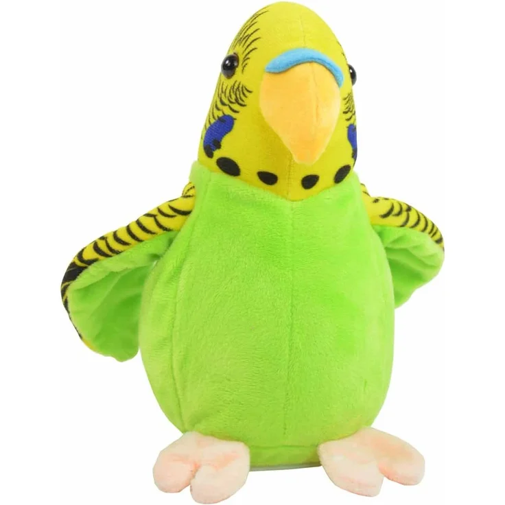 Kögler 75655 - Laber Wellensittich grün Bonita, Labertier mit Aufnahme- und Wiedergabefunktion, plappert alles witzig nach und bewegt sich, ca. 17 cm groß, ideal als Geschenk für Jungen und Mädchen – Bild 1