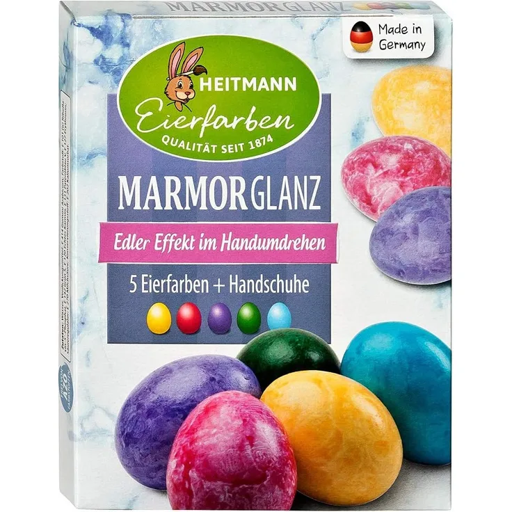 Heitmann Eierfarben Marmor-Glanz - 5 flüssige Kaltfarben - Marmorierfarbe - azofrei - Ostern - Ostereier bemalen, Ostereierfarbe