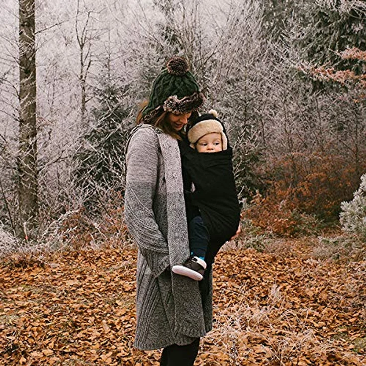 Beco Kindertrage mit extra breitem Sitz - Kindertragerucksack aus 100 % Baumwolle - 3 Tragepositionen - Kindertrage Bauch / Kindertrage Rücken - Kindertrage Wandern - 9-27kg (Tiefschwarz) – Bild 7