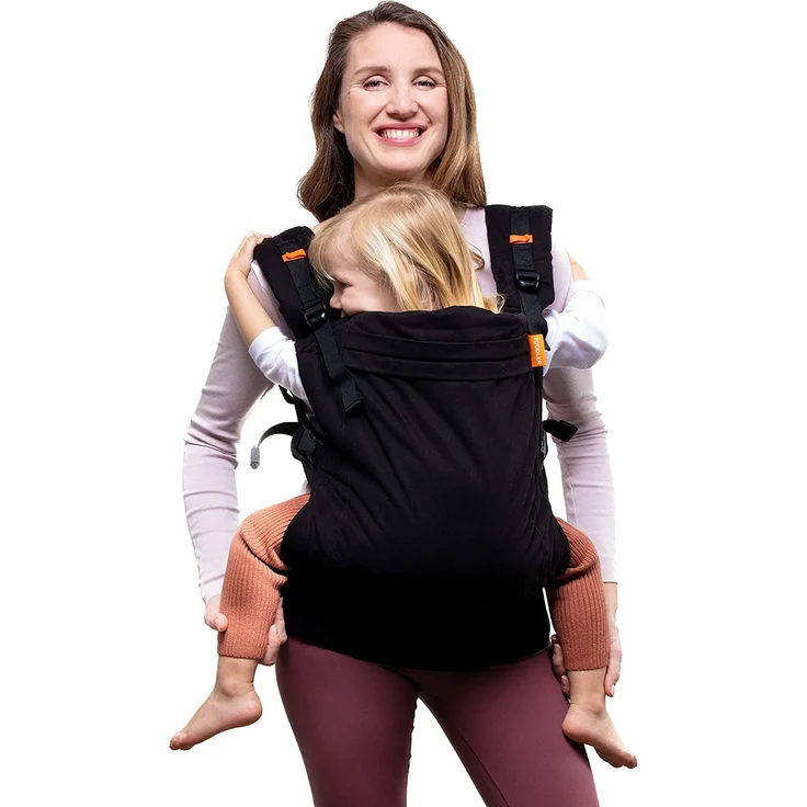 Beco Kindertrage mit extra breitem Sitz - Kindertragerucksack aus 100 % Baumwolle - 3 Tragepositionen - Kindertrage Bauch / Kindertrage Rücken - Kindertrage Wandern - 9-27kg (Tiefschwarz) – Bild 9