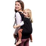 Beco Kindertrage mit extra breitem Sitz - Kindertragerucksack aus 100 % Baumwolle - 3 Tragepositionen - Kindertrage Bauch / Kindertrage Rücken - Kindertrage Wandern - 9-27kg (Tiefschwarz)
