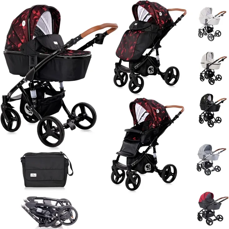 Lorelli Kombikinderwagen Rimini 2 in 1 faltbar rot-schwarz