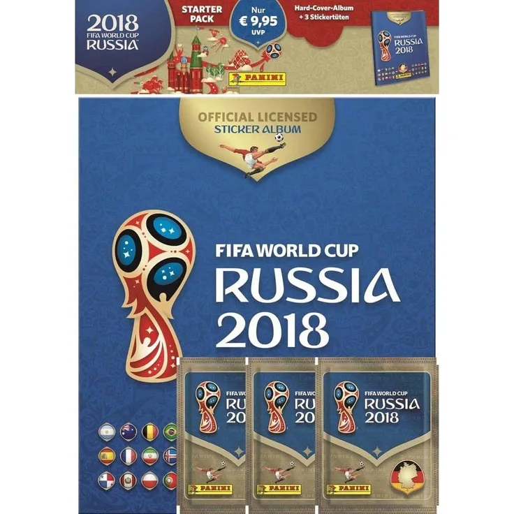 Panini 709951' FIFA World Cup Russia 2018' Sammelsticker Starterset, Hardcoveralbum und 3 Booster