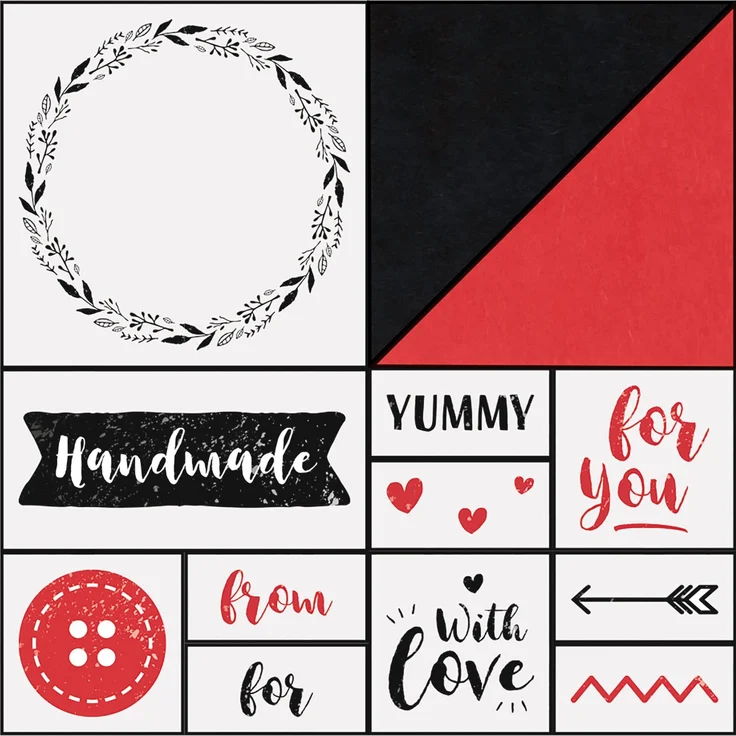 folia 31107 - Holzstempelset Handmade, inklusive 11 Holzstempel und 2 Stempelkissen - ideal zum Verzieren von Karten, Freundschaftsbüchern, für Lettering und Scrapbooking – Bild 3