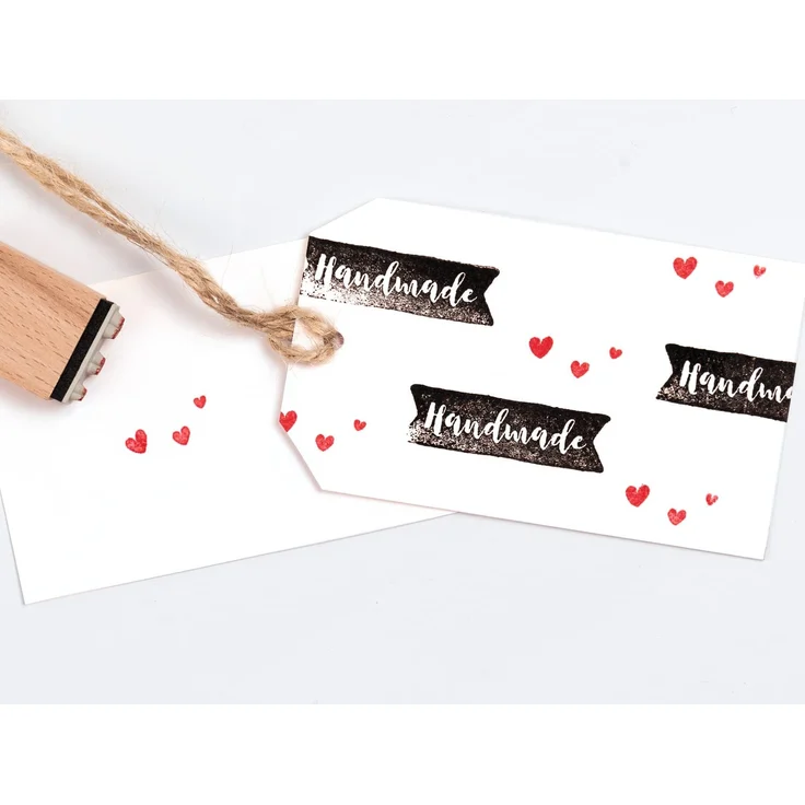 folia 31107 - Holzstempelset Handmade, inklusive 11 Holzstempel und 2 Stempelkissen - ideal zum Verzieren von Karten, Freundschaftsbüchern, für Lettering und Scrapbooking – Bild 6