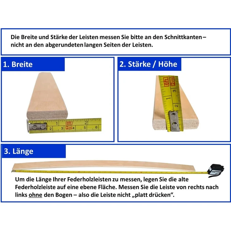 Coemo Federholzleisten Ersatzleisten für Lattenrost im Set 5 Stk. – Bild 3