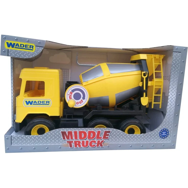 Wader 32124 - Middle Truck Betonmischer mit drehbarer Mischtrommel, Spielzeugauto ab 3 Jahren, ca. 43 cm, gelb, ideal als Geschenk für kreatives Spielen – Bild 5