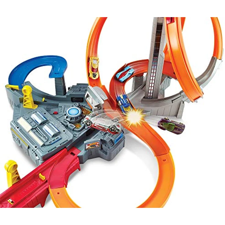 Hot Wheels CDL45 Action Mega Crash Superbahn, Trackset mit Loopings und Kurven inkl. 2 Starter und 1 Spielzeugauto, ab 6 Jahren – Bild 2