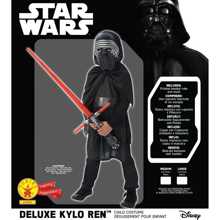 Rubie's 3620261 - EP7 Kylo Ren deluxe child, M (5-6 Jahre), schwarz – Bild 5