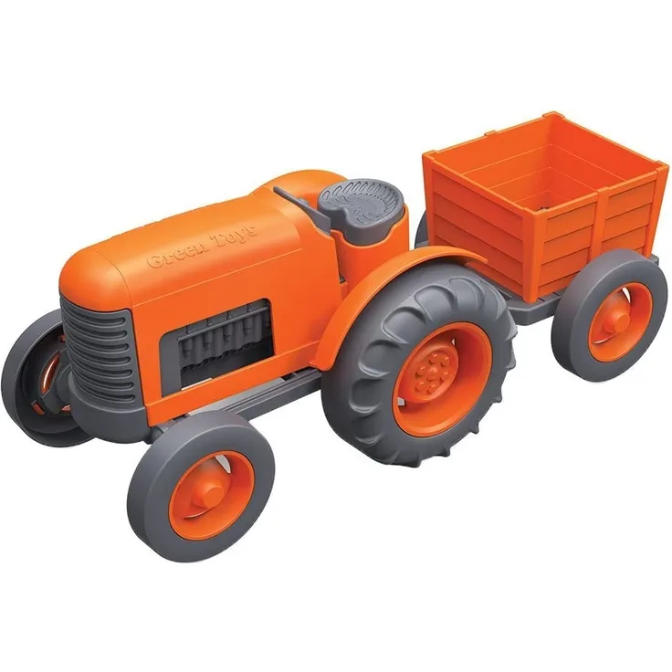 Green Toys 8601042, Traktor mit Anhänger, Bauernhof Trecker, nachhaltiges Spielfahrzeug für Kinder ab 12 Monaten, Mehrfarbig