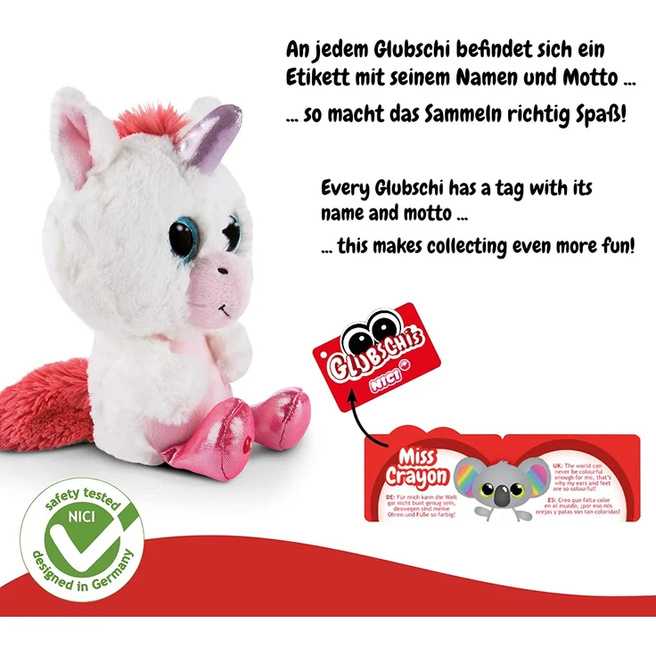 NICI Glubschis: Das Original – Glubschis Einhorn Milky-Fee 15 cm – Kuscheltier Einhorn mit großen Augen – Flauschiges Plüschtier mit großen Glitzeraugen – Schmusetier für Kuscheltierliebhaber – 45563 – Bild 4
