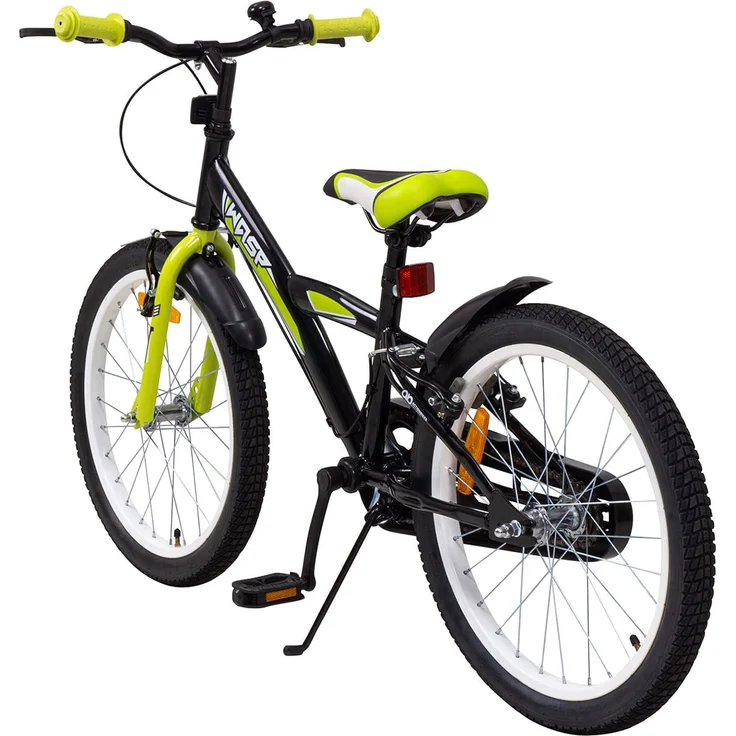 Kinderfahrrad Wasp 20 Zoll Kinder Fahrrad schwarz mit Fahrradständer Kinderrad (Schwarz-Grün) – Bild 9