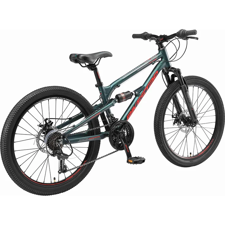 BIKESTAR Alu Kinder Jugend Mountainbike Vollgefedert, 21 Gang Shimano, 24 Zoll ab 9 - 10 Jahre | Fully MTB Scheibenbremse | Grün - Preisvergleich – Bild 3