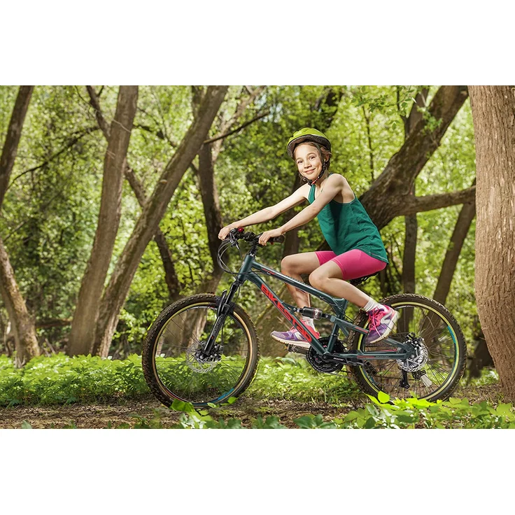 BIKESTAR Alu Kinder Jugend Mountainbike Vollgefedert, 21 Gang Shimano, 24 Zoll ab 9 - 10 Jahre | Fully MTB Scheibenbremse | Grün - Preisvergleich – Bild 4