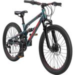 BIKESTAR Alu Kinder Jugend Mountainbike Vollgefedert, 21 Gang Shimano, 24 Zoll ab 9 - 10 Jahre | Fully MTB Scheibenbremse | Grün - Preisvergleich