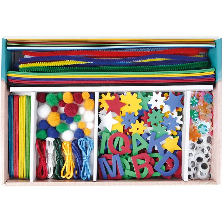 LENA® 42715 - Bastelkoffer Blau (Papier/Moosgummi/Pompons/etc. ), 400 Teile – Bild 3