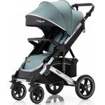 Daliya® Rapidy Buggy / Kinderwagen 0-36 Monate / Sportwagen mit Liegeposition / Wickeltasche, Winterfußsack, Ess- & Spieltisch und mehr Linen Grün – Silber