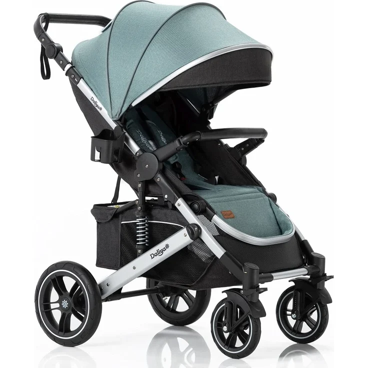 Daliya® Rapidy Buggy / Kinderwagen 0-36 Monate / Sportwagen mit Liegeposition / Wickeltasche, Winterfußsack, Ess- & Spieltisch und mehr Linen Grün – Silber – Bild 3