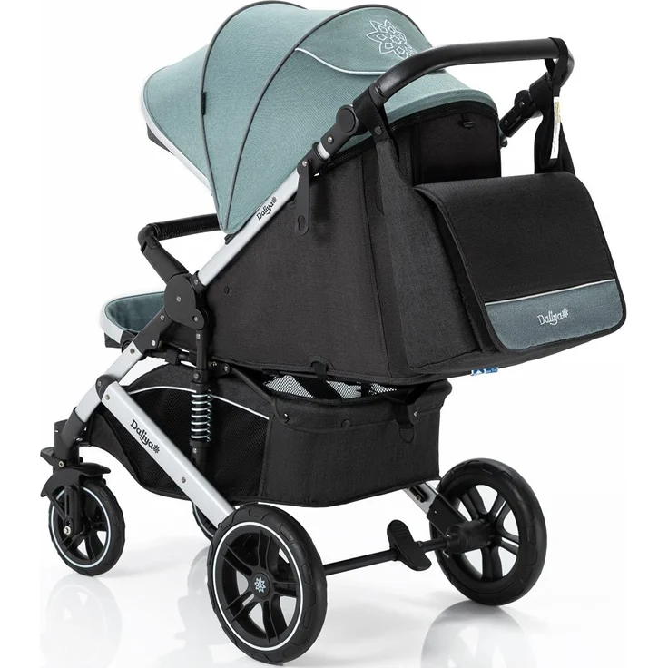 Daliya® Rapidy Buggy / Kinderwagen 0-36 Monate / Sportwagen mit Liegeposition / Wickeltasche, Winterfußsack, Ess- & Spieltisch und mehr Linen Grün – Silber – Bild 6