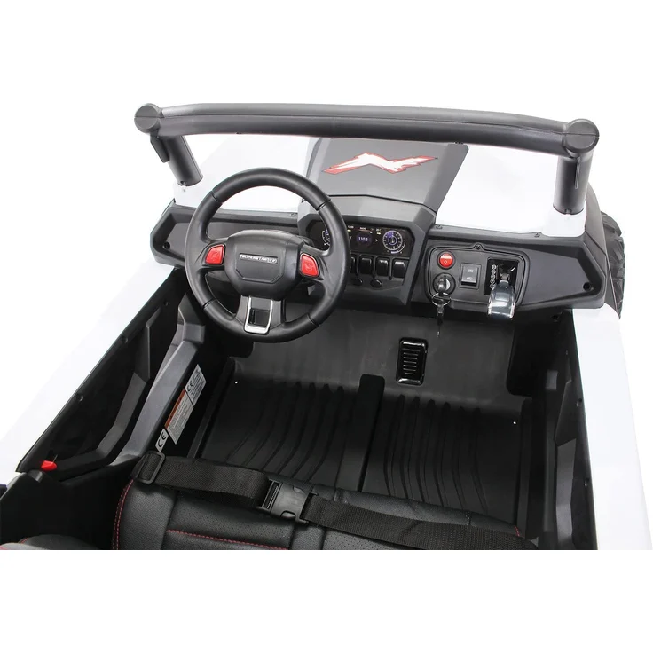 Kinder Elektro Auto Buggy Allrad 4x4 Utv MX Ledersitz Jeep Kinderfahrzeug Auto (Schwarz Weiß) – Bild 7