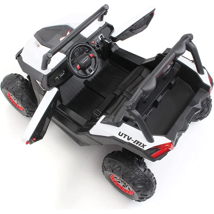 Kinder Elektro Auto Buggy Allrad 4x4 Utv MX Ledersitz Jeep Kinderfahrzeug Auto (Schwarz Weiß) – Bild 3
