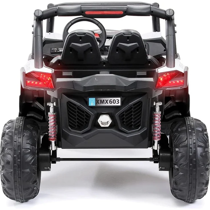 Kinder Elektro Auto Buggy Allrad 4x4 Utv MX Ledersitz Jeep Kinderfahrzeug Auto (Schwarz Weiß) – Bild 5