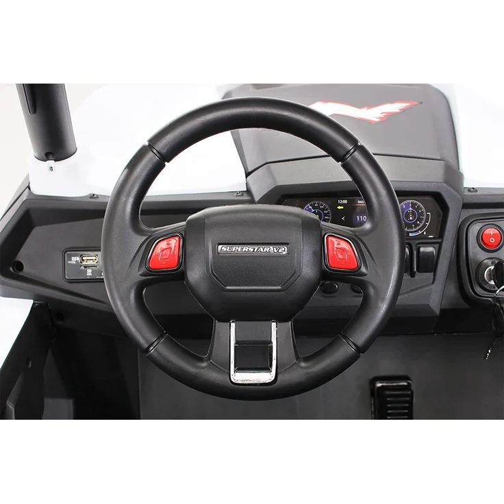 Kinder Elektro Auto Buggy Allrad 4x4 Utv MX Ledersitz Jeep Kinderfahrzeug Auto (Schwarz Weiß) – Bild 9