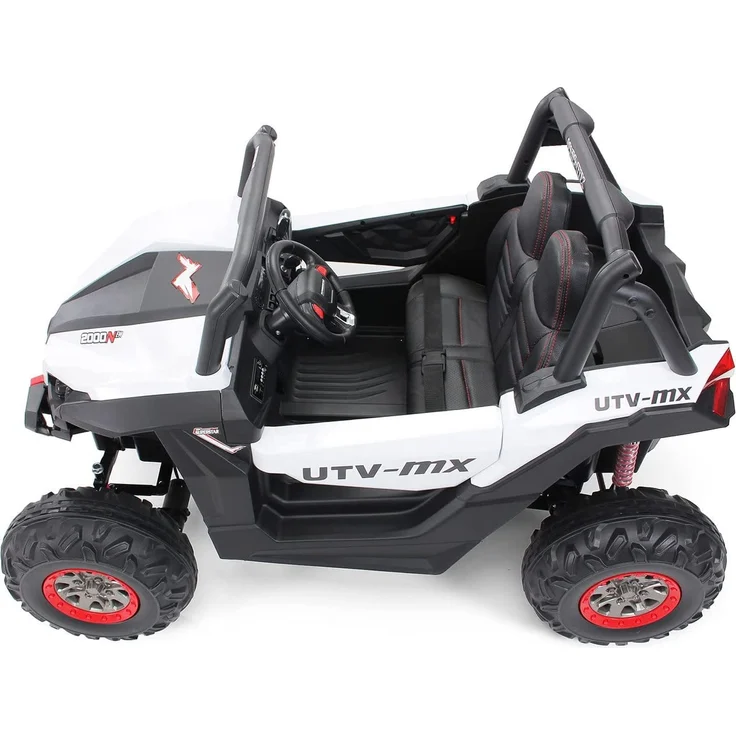 Kinder Elektro Auto Buggy Allrad 4x4 Utv MX Ledersitz Jeep Kinderfahrzeug Auto (Schwarz Weiß) – Bild 2