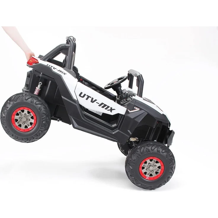 Kinder Elektro Auto Buggy Allrad 4x4 Utv MX Ledersitz Jeep Kinderfahrzeug Auto (Schwarz Weiß) – Bild 6
