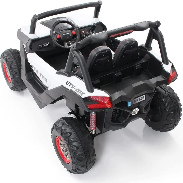 Kinder Elektro Auto Buggy Allrad 4x4 Utv MX Ledersitz Jeep Kinderfahrzeug Auto (Schwarz Weiß) – Bild 4