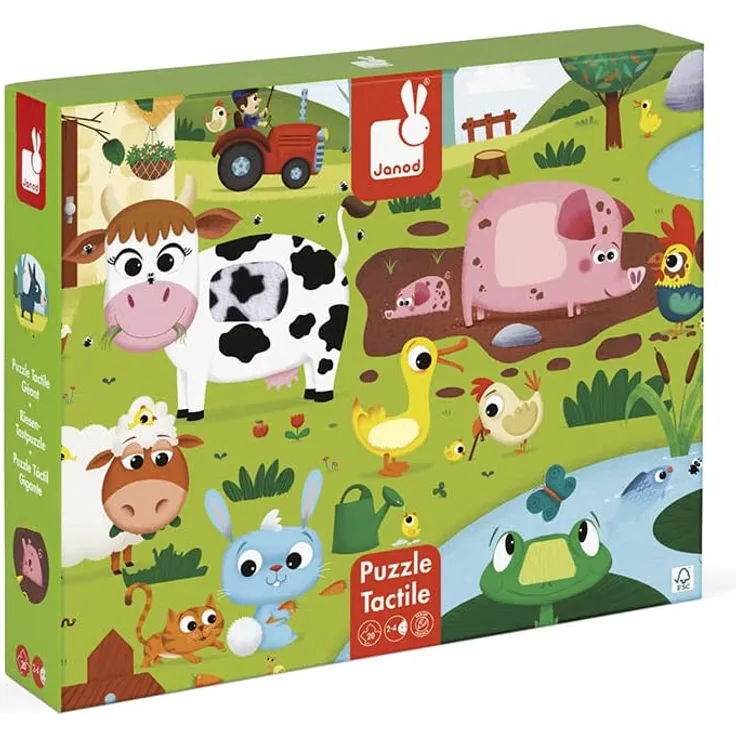 Janod J02772 Taktil Puzzle 20 Teile, Bauernhof - Preisvergleich