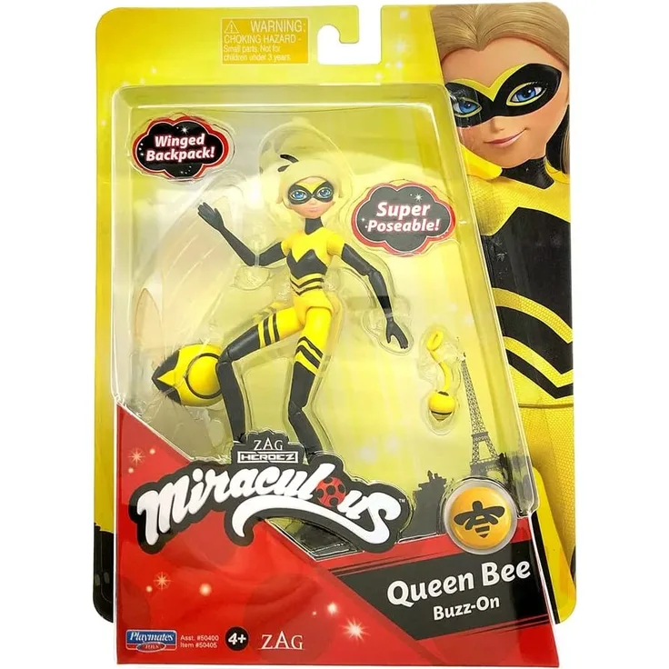 Bandai - Miraculous Ladybug - Mini-Puppe Queen Bee - Gelenkpuppe 12 cm und ihre Accessoires - Superhelden-Figur - P50405